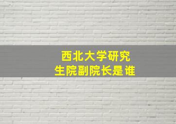 西北大学研究生院副院长是谁