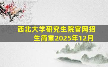 西北大学研究生院官网招生简章2025年12月