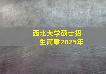 西北大学硕士招生简章2025年