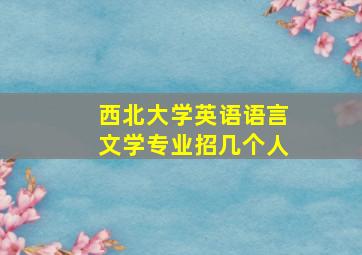 西北大学英语语言文学专业招几个人