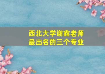 西北大学谢鑫老师最出名的三个专业