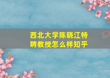 西北大学陈晓江特聘教授怎么样知乎