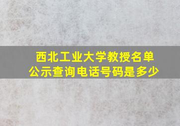 西北工业大学教授名单公示查询电话号码是多少