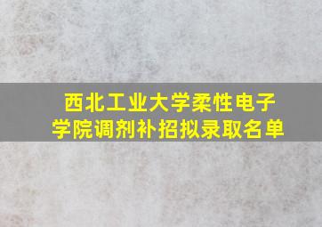 西北工业大学柔性电子学院调剂补招拟录取名单