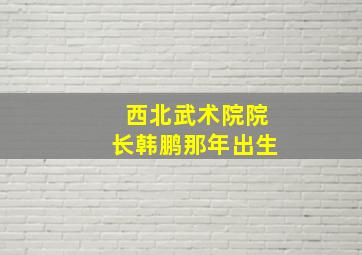 西北武术院院长韩鹏那年出生