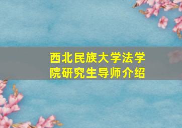 西北民族大学法学院研究生导师介绍