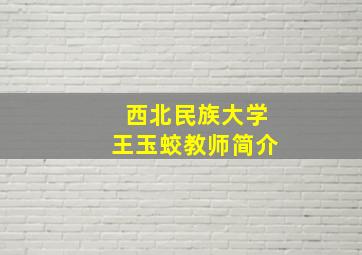 西北民族大学王玉蛟教师简介