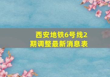 西安地铁6号线2期调整最新消息表