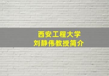 西安工程大学刘静伟教授简介