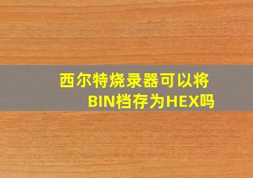 西尔特烧录器可以将BIN档存为HEX吗