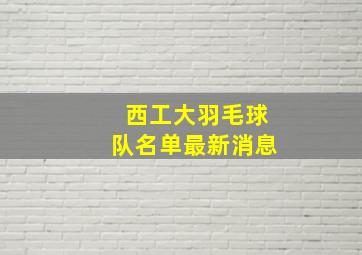 西工大羽毛球队名单最新消息