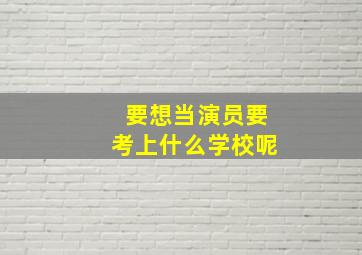 要想当演员要考上什么学校呢