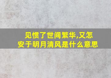 见惯了世间繁华,又怎安于明月清风是什么意思