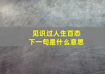 见识过人生百态下一句是什么意思