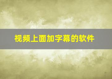 视频上面加字幕的软件