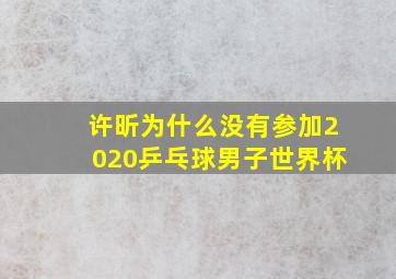 许昕为什么没有参加2020乒乓球男子世界杯