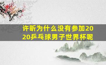 许昕为什么没有参加2020乒乓球男子世界杯呢