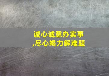 诚心诚意办实事,尽心竭力解难题