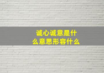 诚心诚意是什么意思形容什么