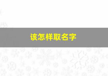 该怎样取名字