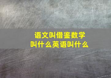 语文叫借鉴数学叫什么英语叫什么