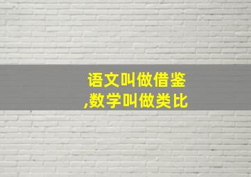 语文叫做借鉴,数学叫做类比