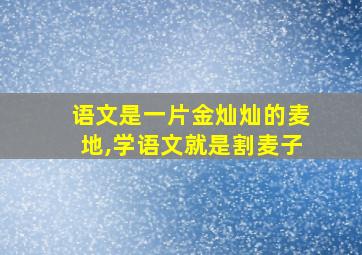 语文是一片金灿灿的麦地,学语文就是割麦子