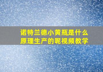 诺特兰德小黄瓶是什么原理生产的呢视频教学