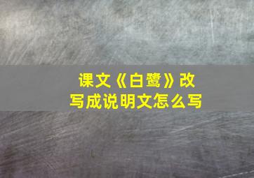 课文《白鹭》改写成说明文怎么写