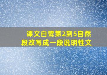 课文白鹭第2到5自然段改写成一段说明性文