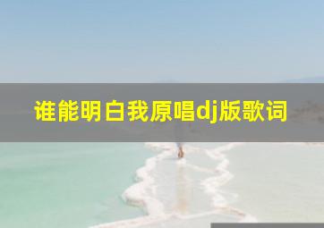 谁能明白我原唱dj版歌词