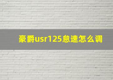 豪爵usr125怠速怎么调