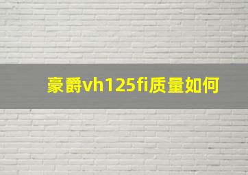 豪爵vh125fi质量如何