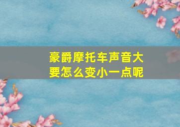 豪爵摩托车声音大要怎么变小一点呢