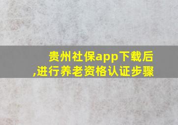 贵州社保app下载后,进行养老资格认证步骤