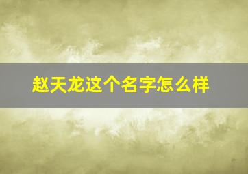 赵天龙这个名字怎么样