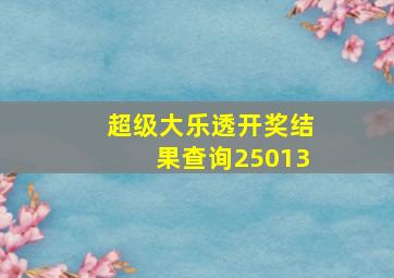 超级大乐透开奖结果查询25013