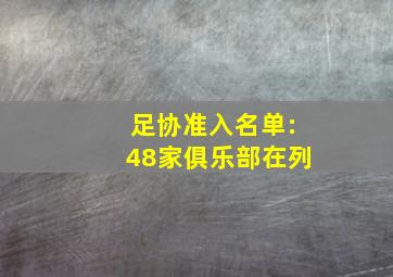 足协准入名单:48家俱乐部在列