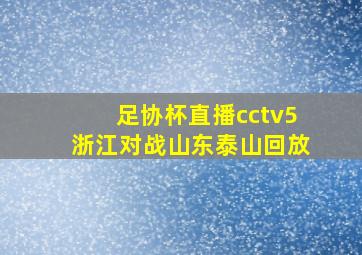 足协杯直播cctv5浙江对战山东泰山回放