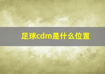 足球cdm是什么位置