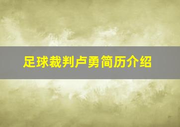 足球裁判卢勇简历介绍