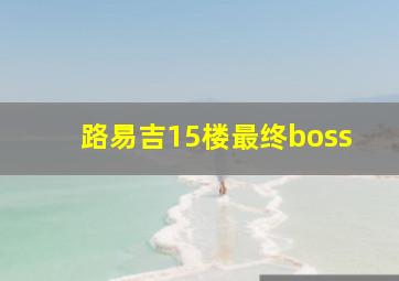 路易吉15楼最终boss