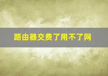 路由器交费了用不了网