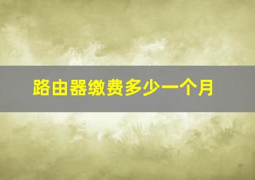 路由器缴费多少一个月