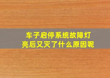 车子启停系统故障灯亮后又灭了什么原因呢