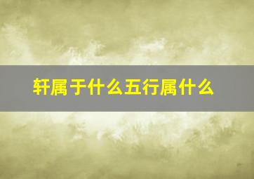 轩属于什么五行属什么