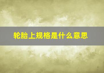 轮胎上规格是什么意思