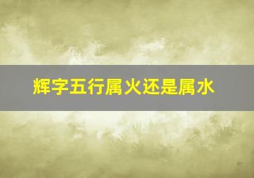 辉字五行属火还是属水