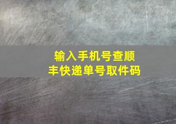 输入手机号查顺丰快递单号取件码