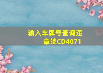 输入车牌号查询违章皖CD4071